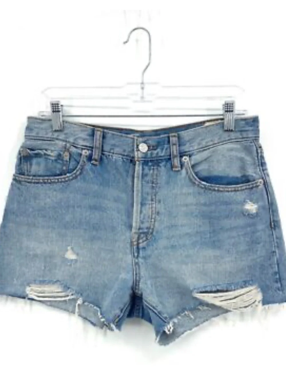 We The Free Light Blue Ripped Denim Shorts